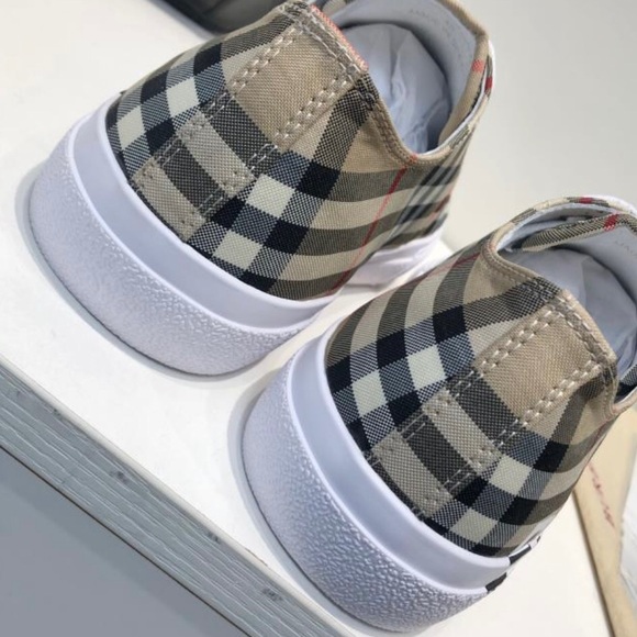 Burberry Plaid Sneakers - White and Tan - Picture 6 of 6